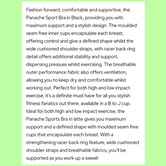 Panache Power Wired Sports Bra - Sz 32GG US/UK - Picture 10 of 13